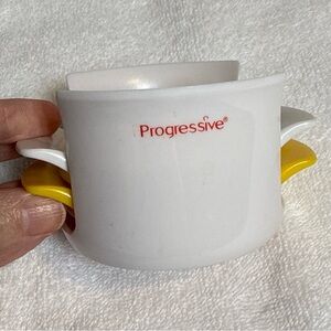 Progressive White and Yellow Dual-Handle egg slicer. Vintage 3 in 1 tool.